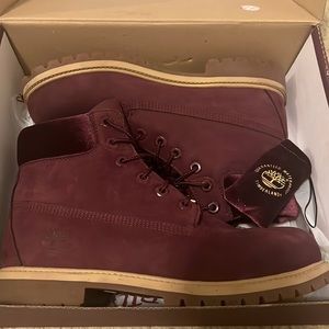 Burgundy high top Timberland Boots
